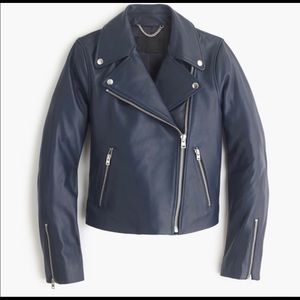 J. Crew Collection Navy Motorcycle Jacket